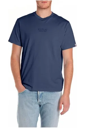 Replay Top, Herre, Blå, S, Bomuld, Bomuld Rund Hals T-shirt