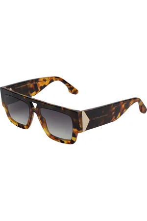 Victoria Beckham Tilbehør, Dame, Brun, ONE SIZE, Geometriske Rektangulære Acetatsolbriller