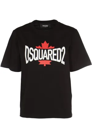 Dsquared2 Top, Dame, Sort, 2XS, Bomuld, Leaf Tee