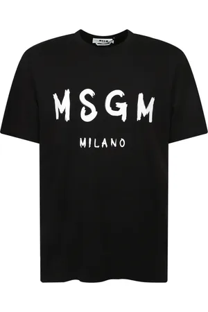 Msgm Top, Herre, Sort, XS, Bomuld, Logo Rundhals T-shirt