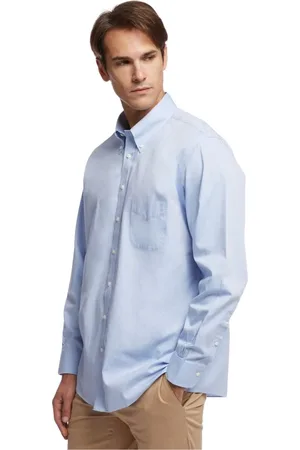 Brooks Brothers Skjorte, Herre, Blå, 3XL, Bomuld, Milano Slim-fit Non-iron Skjorte