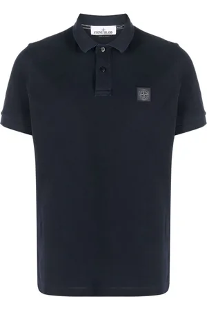 Stone Island Top, Herre, Blå, M, Uld, Polo MC Marino Patch Logo