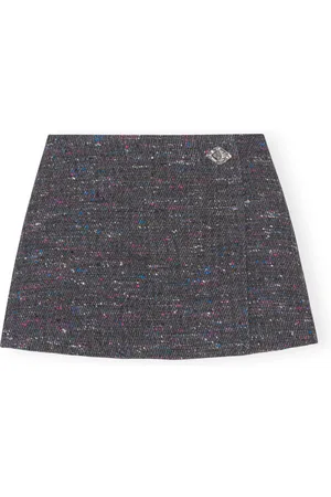 Ganni Nederdel, Dame, Grå, XS, Uld, Short Skirt