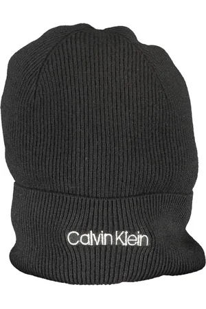 Calvin Klein Tilbehør, unisex, Sort, ONE SIZE, Uld, Broderet Logo Hue