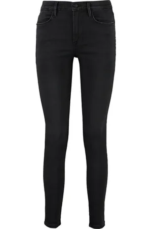 Frame Jeans, Dame, Sort, W31, Bomuld, Metal Knap Højtaljede Skinny Jeans