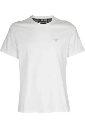 Barbour Top, Herre, Hvid, XL, Bomuld, Tartan Sports Tee Hvid Kortærmet