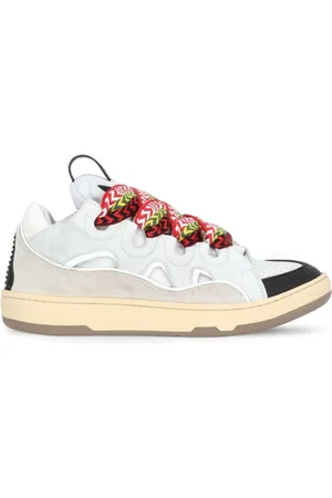 Lanvin Sko, Herre, Hvid, 36 EU, Læder, Hvide lædersneakers med sildebensmønster