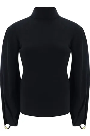 Chloé Strik, Dame, Sort, L, Uld, Uldsweater med ballonærmer