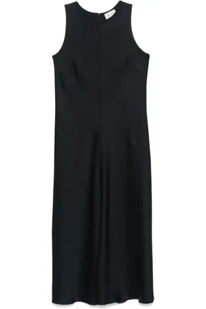 FORTE FORTE Kjole, Dame, Sort, S, Satin, Satin Kjole med Rund Hals