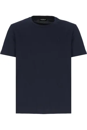 Dondup Top, Herre, Blå, L, Bomuld, Blå bomulds T-shirt med rund hals