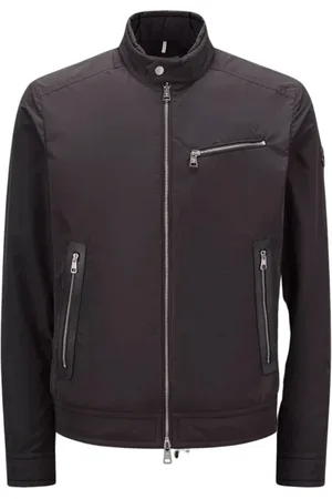 Moncler Jakke, Herre, Sort, L, Læder, Sort Drome Biker Jakke