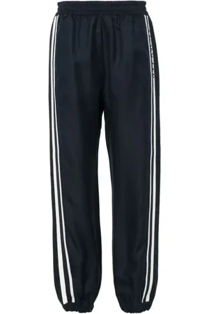 Moncler Bukser, Dame, Blå, XS, Uld, Blå bukser med elastisk linning