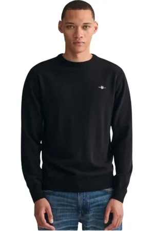GANT Sweathshirts & Hoodies, Herre, Sort, L, Uld, Ultra Fine Wool Rundhalset Sweater