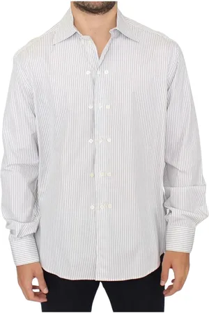 ERMANNO SCERVINO Skjorte, Herre, Hvid, L, Bomuld, Stribet bomulds fritidsskjorte