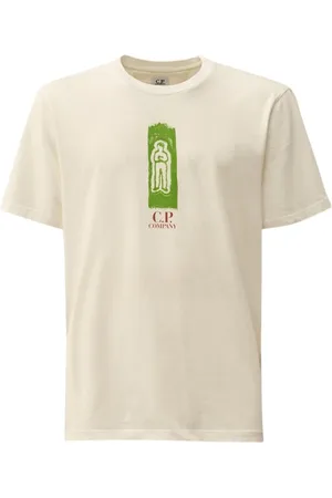 C.P. Company Top, Herre, Hvid, XL, Bomuld, Logo Jersey T-shirt