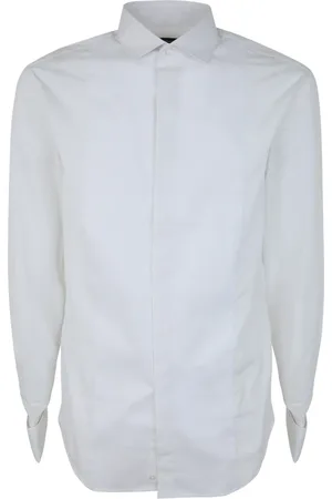 Emporio Armani Skjorte, Herre, Hvid, 5XL, Uld, Stilfuld Klassisk Skjorte