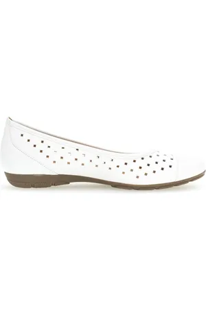 Gabor Sko, Dame, Hvid, 40 1/2 EU, Læder, Perforerede Ballerina Sko