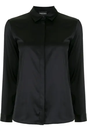 Emporio Armani Bluser & Skjorter, Dame, Sort, XL, Bomuld, Klassisk skjorte med knapper