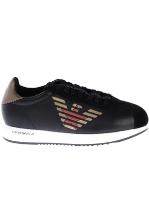 Emporio Armani Sko, Herre, Sort, 42 1/2 EU, Læder, Sneakers