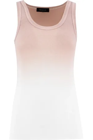 Fabiana Filippi Top, Dame, Lyserød, S, Bomuld, Ribstrikket Jersey Tanktop med Skyggeprint