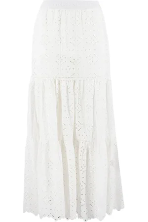 ERMANNO SCERVINO Nederdel, Dame, Hvid, XS, Bomuld, Cotton Cut Out Lang Nederdel