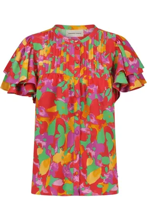 Fabienne Chapot Bluser & Skjorter, Dame, Rød, XS, Butterfly Sleeve Blouse med Pintuck-detaljer
