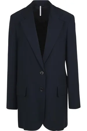 LIVIANA CONTI Jakke, Dame, Blå, S, Uld, Draperet Blazer med Reverskrave