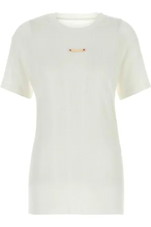 Maison Margiela Top, Dame, Hvid, S, Bomuld, Bomuldsblanding T-shirt
