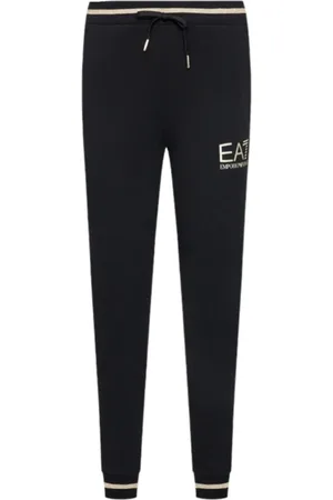 EA7 Bukser, Dame, Sort, M, Bomuld, Sorte træningsbukser