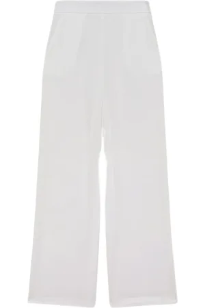 Patrizia Pepe Bukser, Dame, Hvid, S, Satin, Hvide Satin Bred Ben Bukser