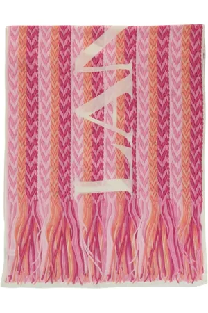 Lanvin Tilbehør, Dame, Lyserød, ONE SIZE, Cashmere, Chevron Logo Mønstret Tørklæde