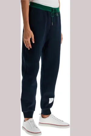 Thom Browne Bukser, Herre, Blå, S, Bomuld, Color Block Fleece Joggers