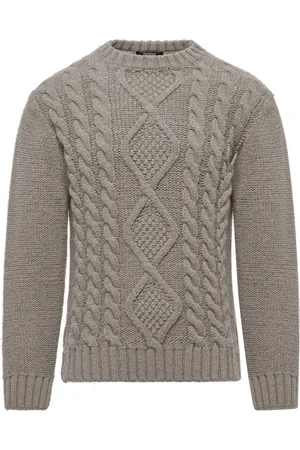 Bomboogie Strik, Herre, , L, Uld, Kabelstrikket Uldjumper med Rund Hals