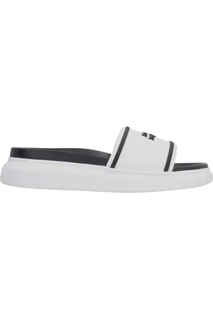 Alexander McQueen Sko, Dame, Hvid, 40 EU, Uld, Logo Slides til stilfulde udflugter