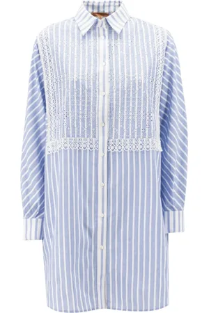 ERMANNO SCERVINO Kjole, Dame, Blå, XS, Linned, Stribet Kaftan