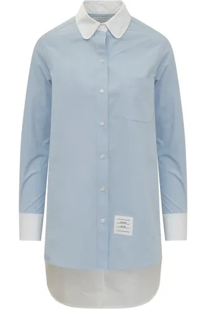 Thom Browne Bluser & Skjorter, Dame, Blå, S, Bomuld, Twist Detaljeret Skjorte med Knapper
