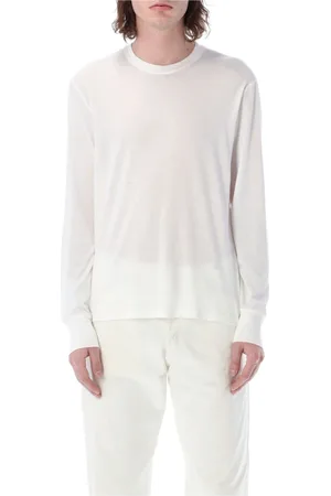 Tom Ford Top, Herre, Hvid, L, Bomuld, Hvid Klassisk Crewneck Langærmet T-shirt