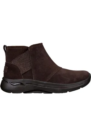 Skechers Sko, Dame, Brun, 38 EU, Læder, Go Walk Arch Fit Ankelstøvler