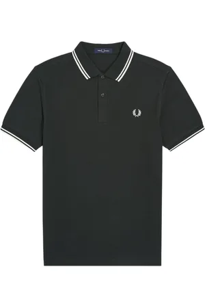Fred Perry Top, Herre, Grøn, XL, Bomuld, Grøn poloshirt med dobbelt stribe