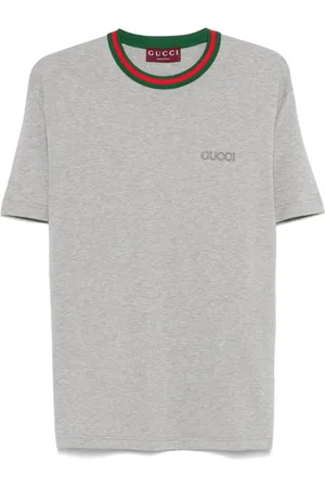 Gucci Top, Dame, Grå, L, Heather Grey Logo Patch T-shirts