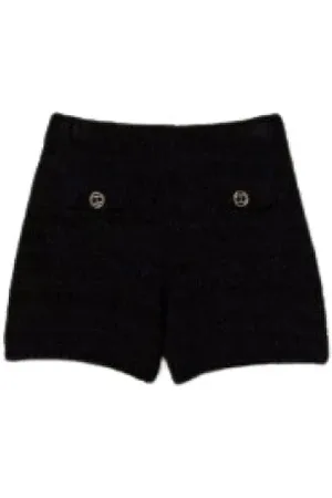 Twin-Set Shorts, Dame, Sort, S, Bomuld, Bomuld Strik Shorts med Ribbed Finish