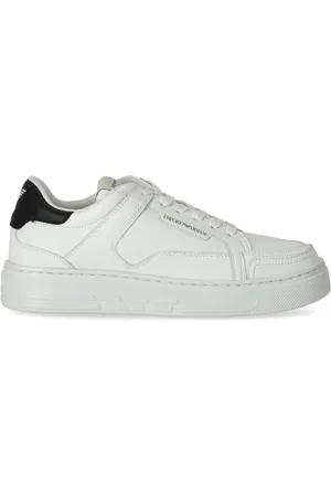 Emporio Armani Sko, Dame, Hvid, 38 EU, Læder, Læder Sneakers Med Ørn Bagpå