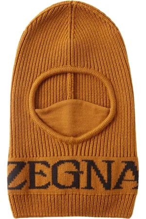 Ermenegildo Zegna Tilbehør, Herre, Brun, ONE SIZE, Uld, Techmerino Logo Uld Balaclava