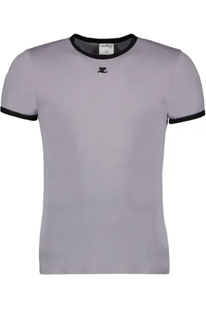 Courrèges Top, Herre, Grå, L, Bomuld, Contrast T-shirt