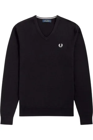 Fred Perry Sweathshirts & Hoodies, Herre, Sort, L, Bomuld, Merino Wool V-Neck Sweater