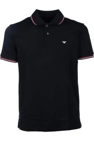 Emporio Armani Top, Herre, Sort, S, Bomuld, Logo-detaljeret kortærmet poloshirt