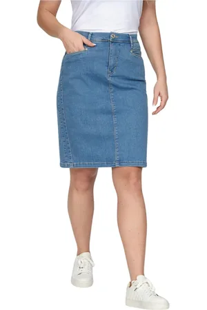 2-Biz Nederdel, Dame, Blå, XL, Denim, Denimnederdel