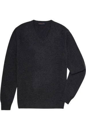 Brooks Brothers Strik, Herre, Grå, M, Cashmere, Cashmere V-Neck Sweater