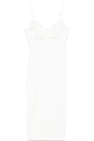 Elisabetta Franchi Kjole, Dame, Hvid, S, Satin, Satin-bow Crepe Midi Kjole