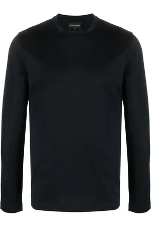 Emporio Armani Top, Herre, Blå, XL, Bomuld, Linen Cotton T-Shirt